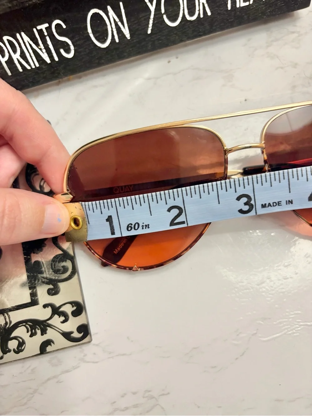 Quay Australia Gold Frame Sunglasses with Orange Gradient Lenses